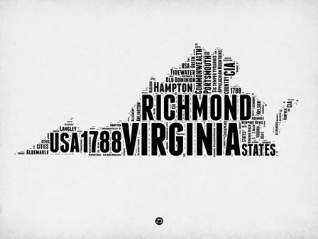 Virginia Word Cloud 2 by Naxart art print