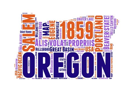 Oregon Word Cloud Map by Naxart art print