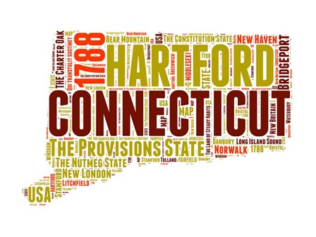 Connecticut Word Cloud Map by Naxart art print