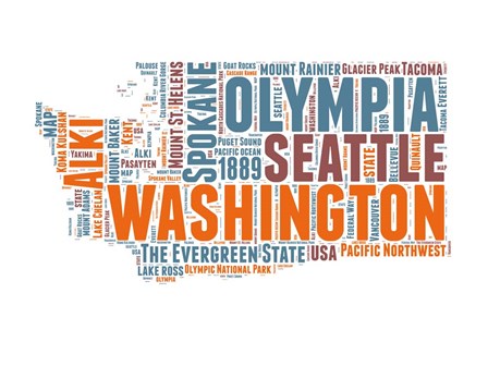 Washington Word Cloud Map by Naxart art print