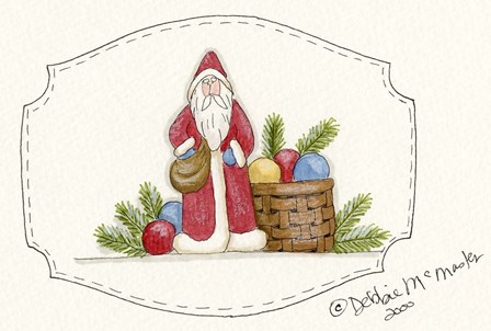 Santa With Basket by Debbie McMaster art print