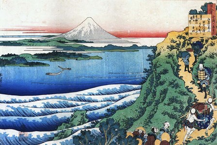 Snow on Mount Fuji, Porters Climb Uphill. by Katsushika Hokusai art print