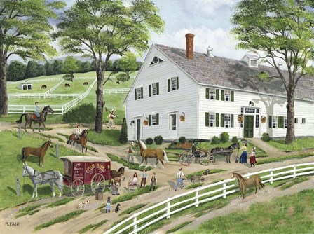 Trimming Hooves at the Stable by Bob Fair art print