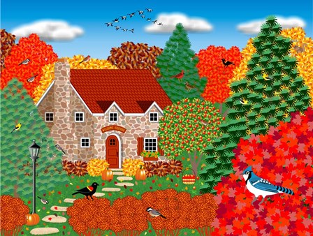 Stone Cottage Autumn by Mark Frost art print