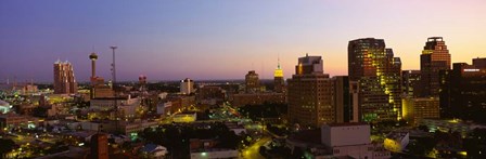 San Antonio, Texas Buildings at Dusk by Panoramic Images art print