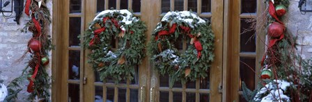 Christmas Wreaths on Doors by Panoramic Images art print