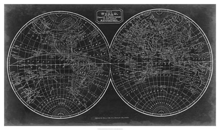 Blueprint of the World in Hemispheres by Vision Studio art print