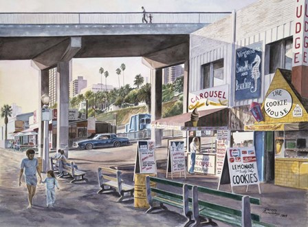 Santa Monica,  Prominade At Sunset by Stanton Manolakas art print
