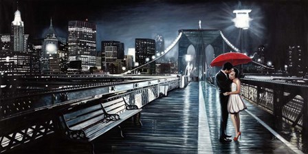 Kissing on Brooklyn Bridge II by Pierre Benson art print