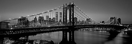 Manhattan Bridge and Skyline BW by Richard Berenholtz art print