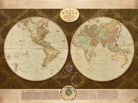 Map of World by Elizabeth Medley art print