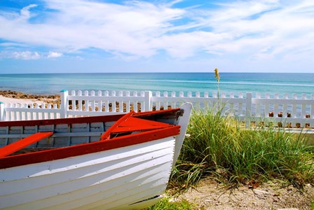 Boat By The Beach by Gail Peck art print