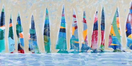 Dozen Colorful Boats Panel by Dan Meneely art print