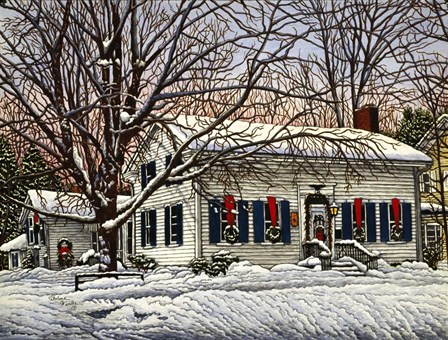 Red Ribbon Wreath by Thelma Winter art print