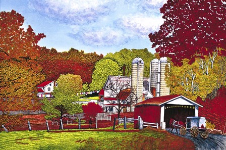 Covered Bridge And Buggy, Lancaster Co, Pa by Thelma Winter art print