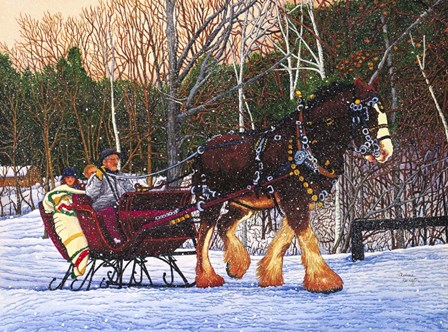 Sleigh Ride At Letchworth Park, Ny by Thelma Winter art print