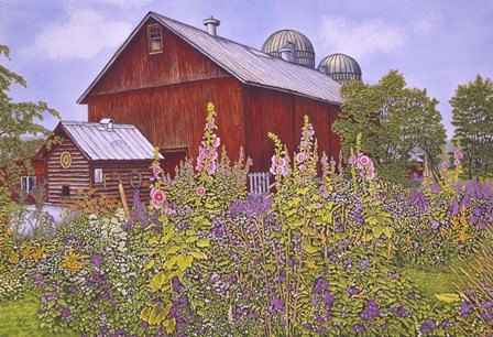 Hollyhock Garden by Thelma Winter art print