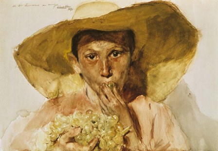 Boy with Grapes by Joaquin Sorolla y Bastida art print