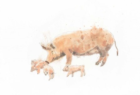 Pig and Piglet by Emily Adams art print