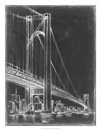 Suspension Bridge Blueprint I by Ethan Harper art print