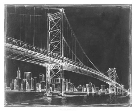 Suspension Bridge Blueprint III by Ethan Harper art print