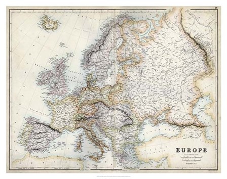 Pastel Map of Europe by G.H. Swanston art print