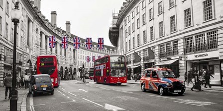 Buses and taxis in Oxford Street, London by Pangea Images art print