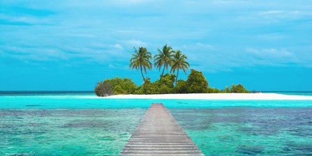 Jetty and Maldivian island by Pangea Images art print