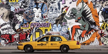 Taxi and Mural Painting in Soho, NYC by Michael Setboun art print