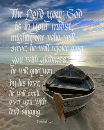 Zephaniah 3:17 The Lord Your God (Beach) by Inspire Me art print