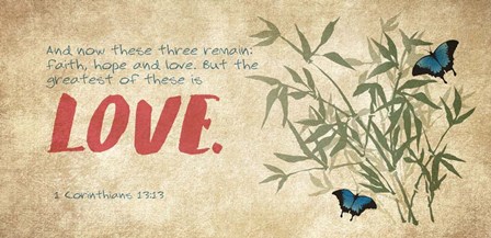 1 Corinthians 13:13 Faith, Hope and Love (Butterflies) by Inspire Me art print