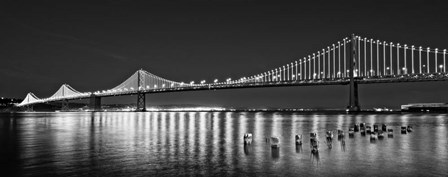 Bay Bridge lit up at night, San Francisco, California by Panoramic Images art print