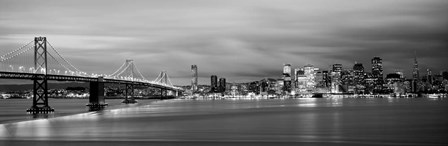 Bay Bridge lit up at dusk, San Francisco, California by Panoramic Images art print