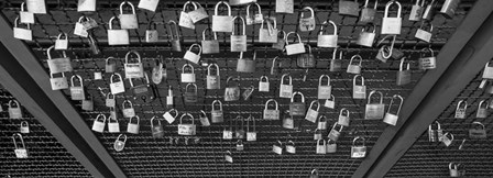 Locks of Love on a fence, Hohenzollern Bridge, Cologne, Germany by Panoramic Images art print