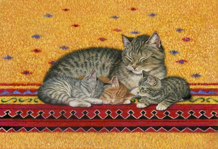 Mother And Kittens by Janet Pidoux art print