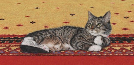 Sam On Patterned Rug by Janet Pidoux art print