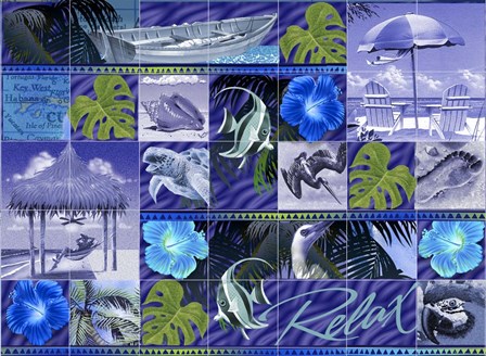 Blue Coastal Mosaic by James Mazzotta art print