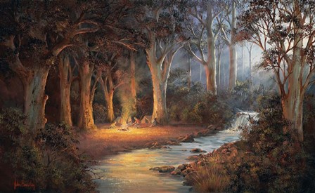 Firelight And Moonrise by John Bradley art print
