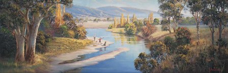 Two Boys And A Dog by John Bradley art print