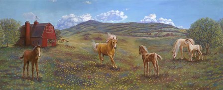 Horses And Barn by Judy Mastrangelo art print