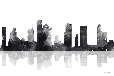 Houston Texas Skyline BG 1 by Marlene Watson art print