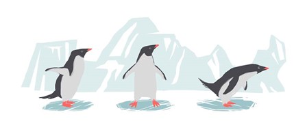 Minimalist Penguin Trio, Boys by Color Me Happy art print