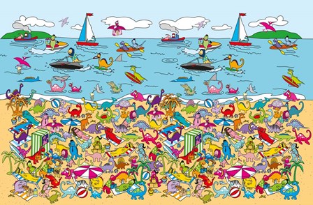 Dino Beach by The Paper Stone art print