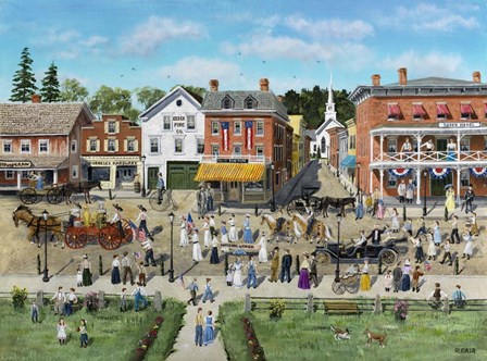 Our Village Parade 4th of July 1909 by Bob Fair art print