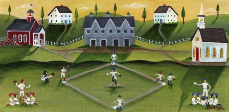 Baseball Game School Church Village by Cheryl Bartley art print
