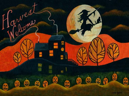 Witch&#39;s Harvest Moon by Cheryl Bartley art print