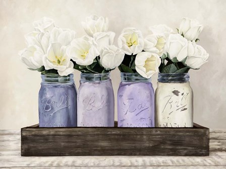 Tulips in Mason Jars by Jenny Thomlinson art print