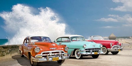 Cars in Avenida de Maceo, Havana, Cuba by Pangea Images art print