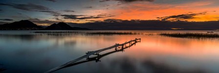 Weathered Jetty at Sunset, Copacabana, Lake Titicaca, Bolivia by Panoramic Images art print