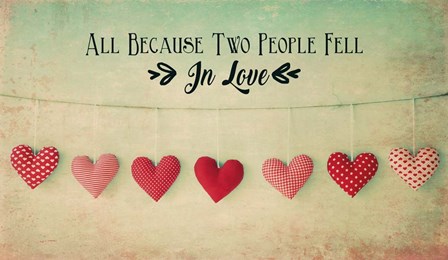 Two People Fell in Love Cotton Hearts by Quote Master art print